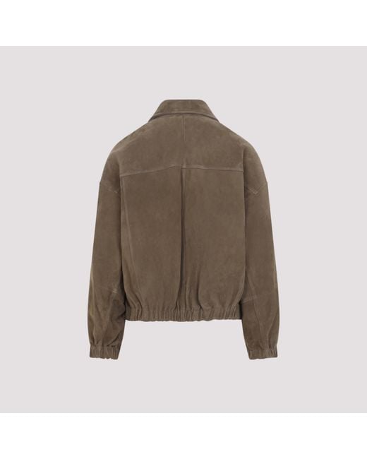 Brunello Cucinelli Brown Couture Shiny Zipper Pull Outerwear Jacket
