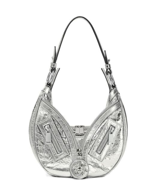 Versace Gray Metallic Effect Mini Shoulder Bag