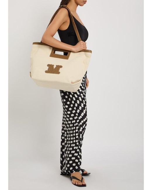 Max Mara Natural Logo-Appliquéd Canvas Tote Bag
