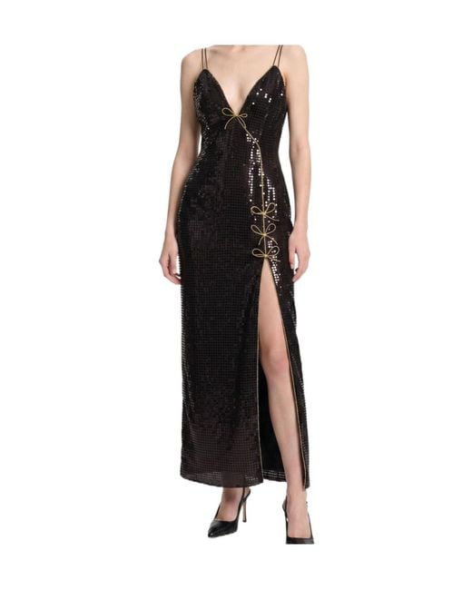 Alessandra Rich Black Sequin-Embroidered Slip Dress