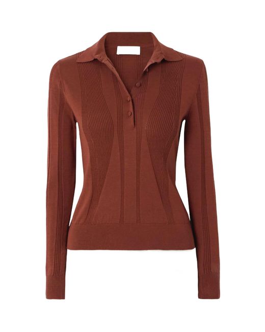 Dries Van Noten Red Long-Sleeved Polo Shirt