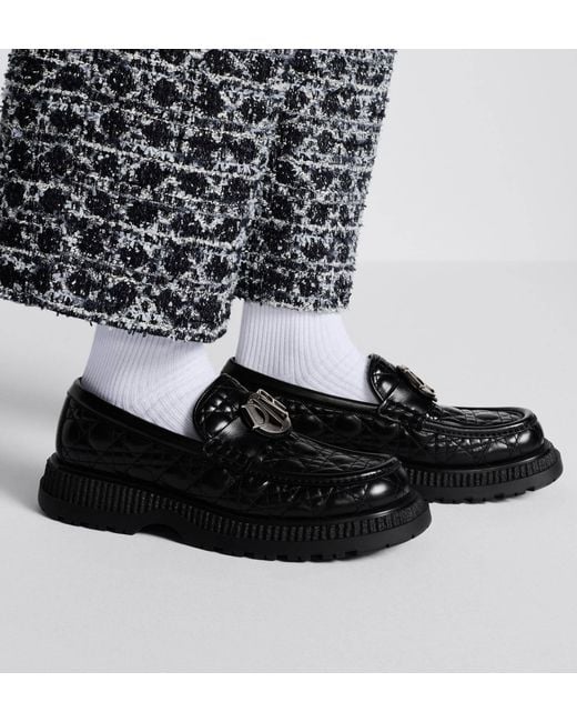 Dior Black Homme Logo Plaque Slip-On Buffalo Loafers for men