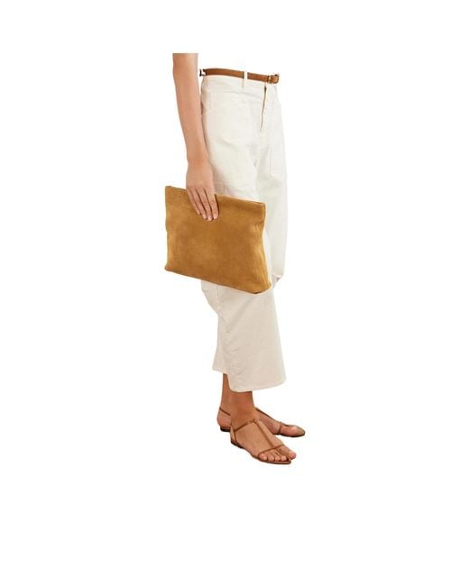 Nili Lotan Natural Solid Suede Clutch