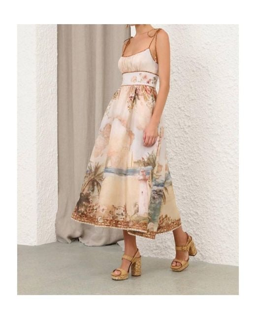 Zimmermann Natural Mahon Printed Midi Dress