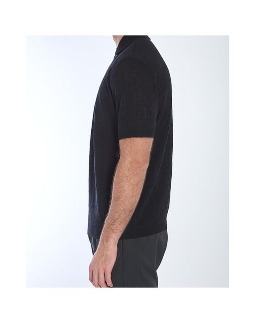 Barena Black Marco Alafin Knitted Polo Shirt for men