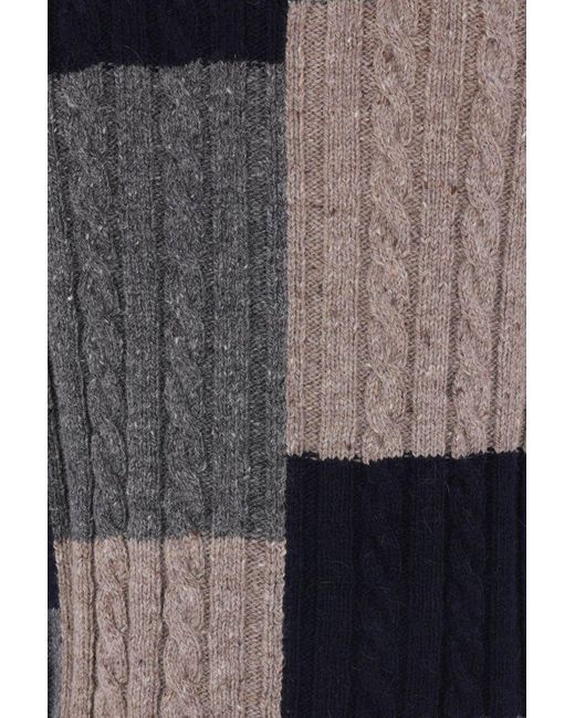 Thom Browne Blue Checked Knitted Cardigan for men