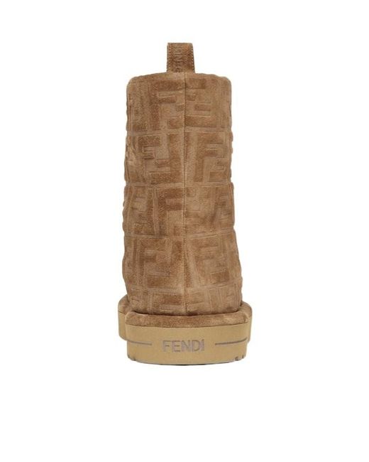 Fendi Brown Après Chic Ff Embossed Suede Boots