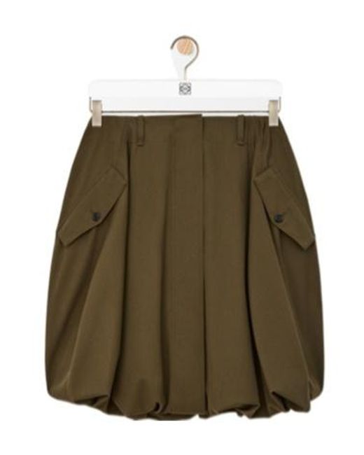 Loewe Green Button-Pockets Mini Skirt