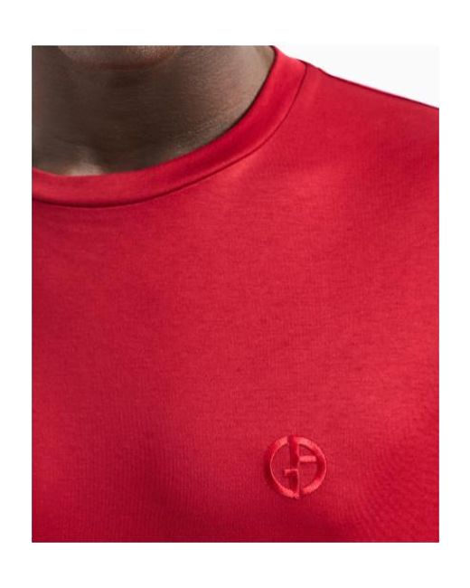 Giorgio Armani Logo Embroidered Crewneck T-Shirt for men