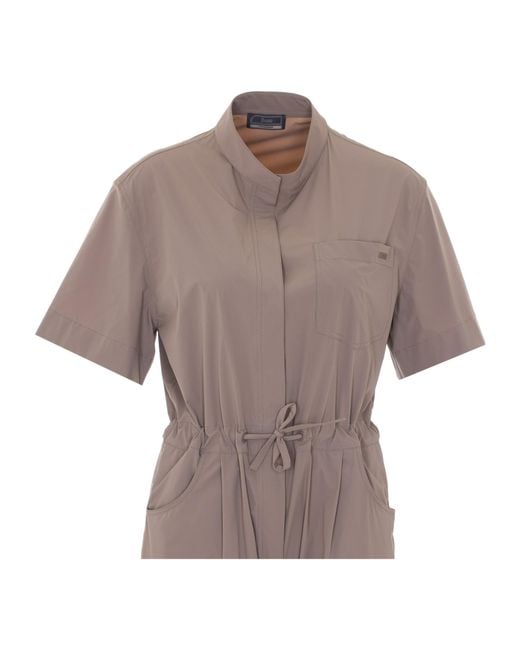 Herno Brown Drawstring Jumpsuit