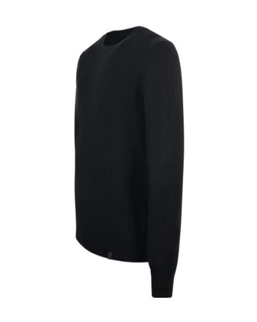 Fay Black Ribbed Crew Neck Sweater for men