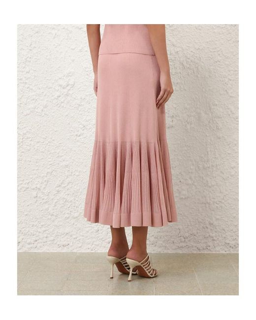 Zimmermann Pink Metallic Pleated Knitted Skirt