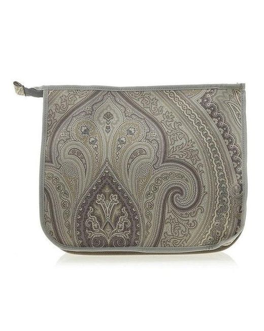 Etro Gray Zipper Clutch