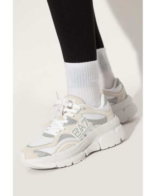 EA7 White Mesh Panelled Chunky Sneakers