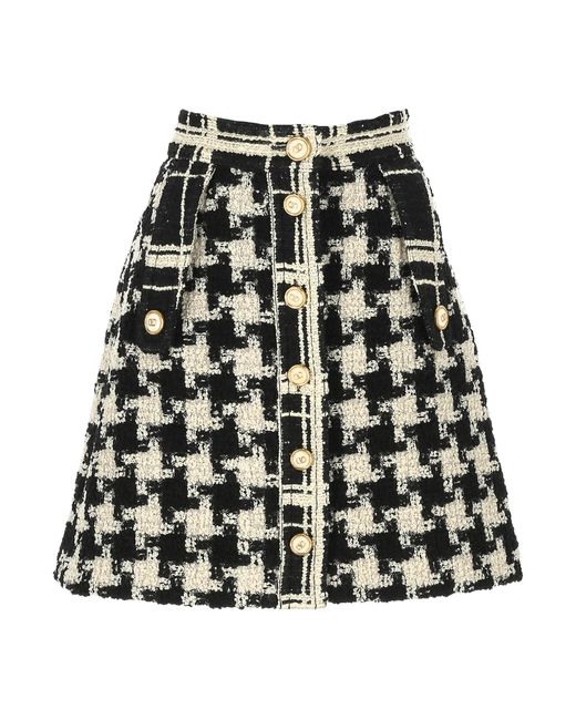Valentino Black Button Detailed Tweed Mini Skirt