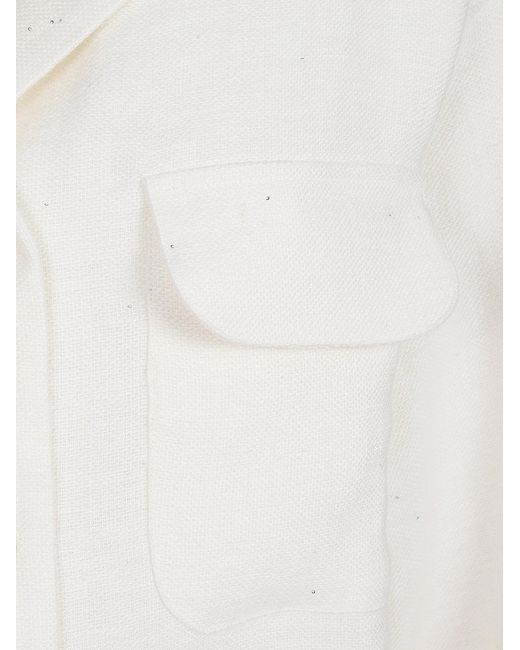 Eleventy White Utility Patch-Pocket Jacket