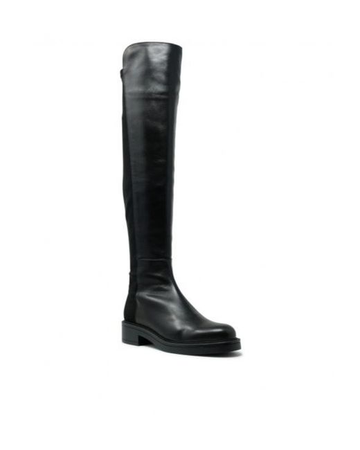 Stuart Weitzman Black Round-Toe Boots