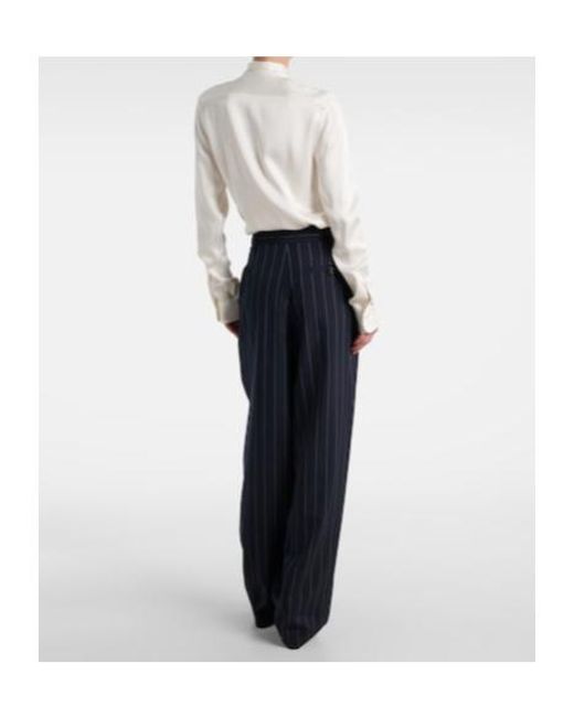 Stella McCartney Blue Pinstripe Wool Tapered Pants