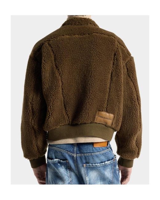 DSquared² Brown Faux Fur Zipped Jacket for men