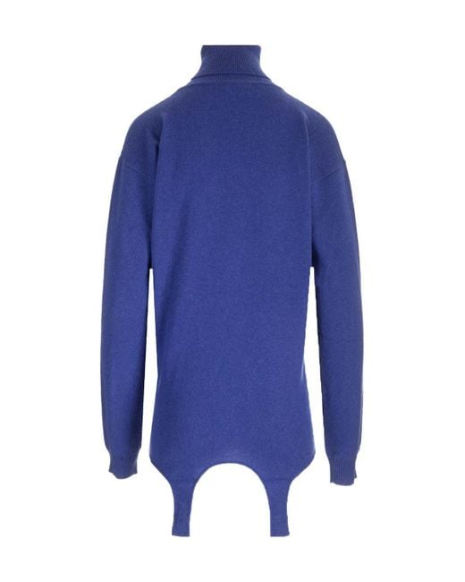Saint Laurent Blue High-Neck Sweater