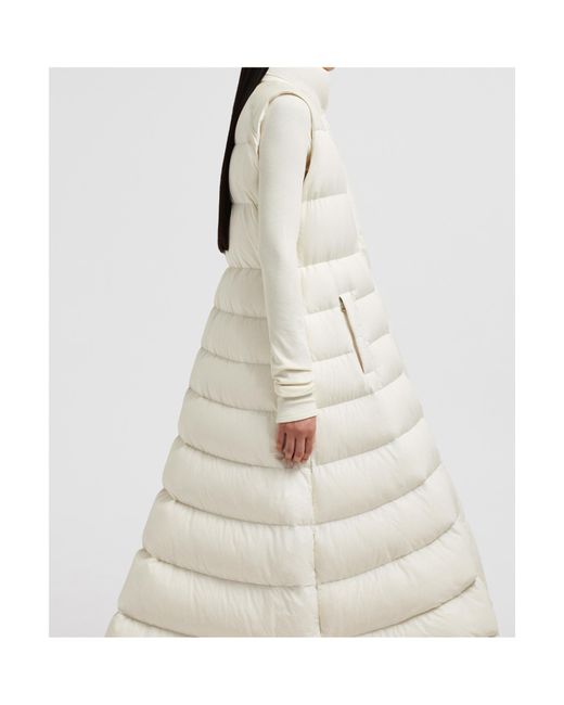 Moncler White Verone Down Long Coat