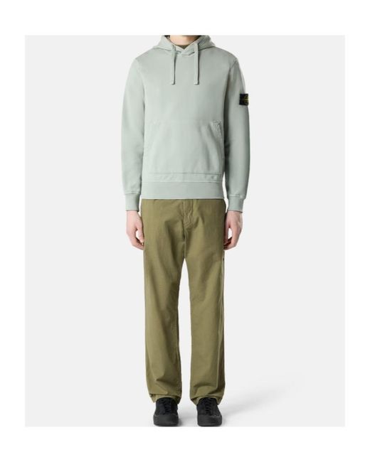 Stone Island Gray Logo Patch Drawstring Hoodie for men