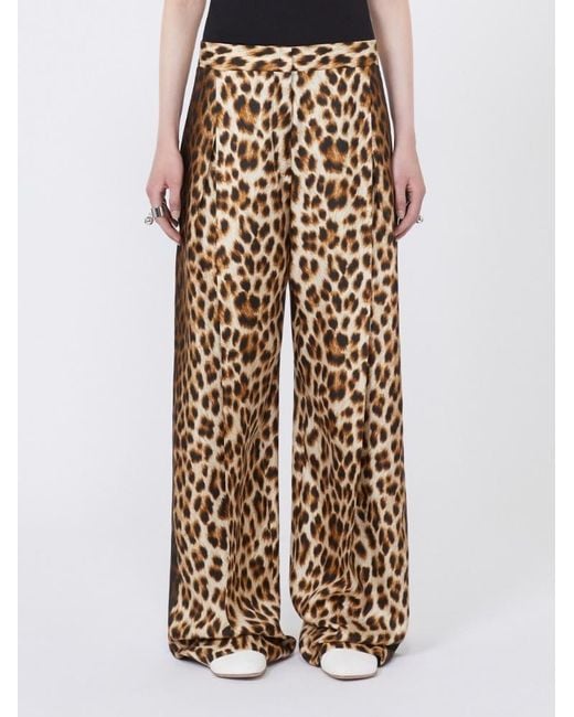 Sportmax Metallic Oblo Leopard Printed Pants