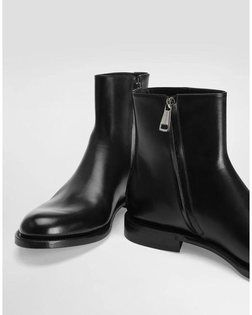 Dolce & Gabbana Black Round Toe Ankle Boots for men