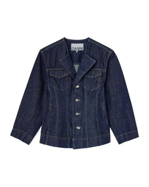 Ganni Blue Long-Sleeved Denim Jacket