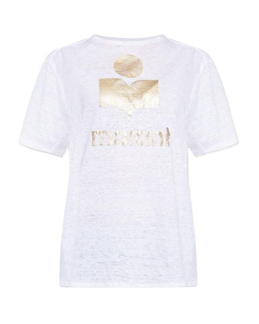 Isabel Marant White Isabel Marant Étoile Zewel Logo Printed Crewneck T-Shirt