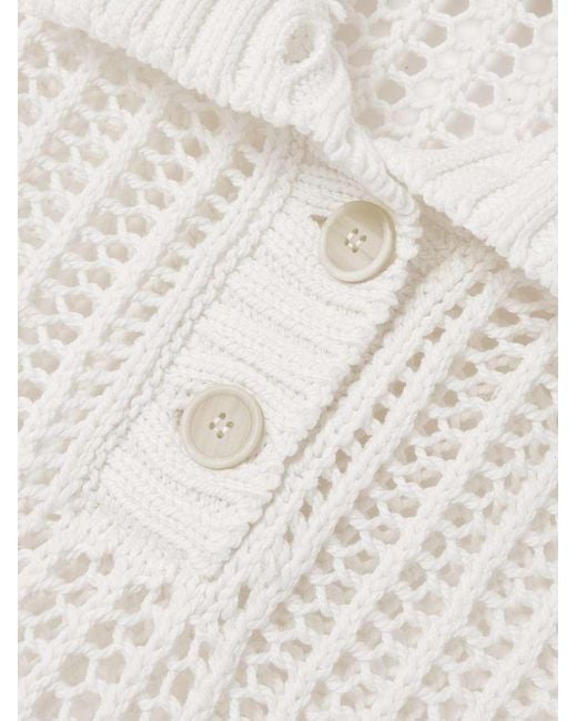Brunello Cucinelli White Openwork Short Sleeved Top
