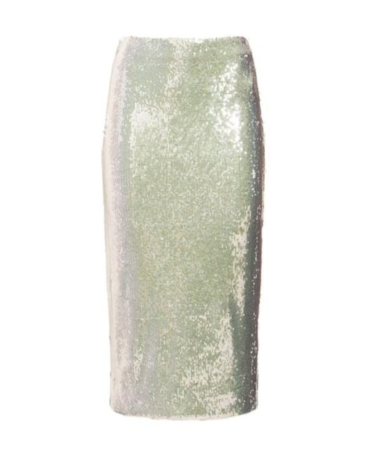 ROTATE BIRGER CHRISTENSEN Green Sequined Pencil Skirt