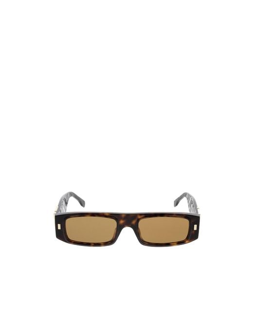 Fendi White Eyewear Rectangle Frame Sunglasses