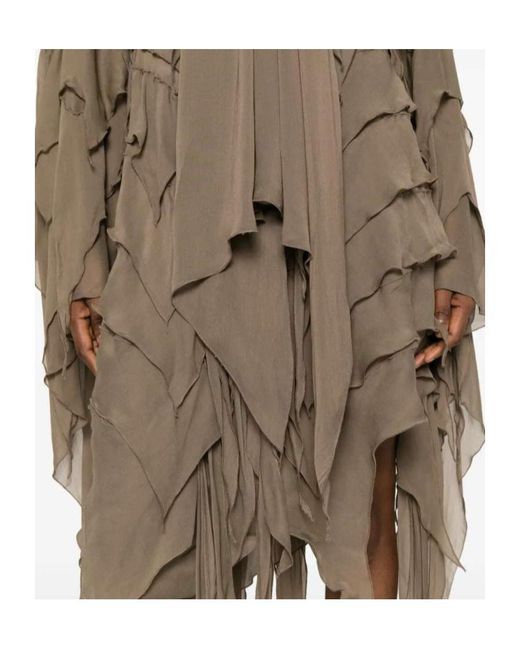 Blumarine Natural Ruffled Pussy-Bow Dress