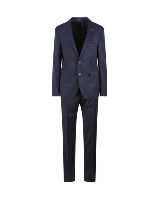 Tagliatore Blue Single-Breasted Tailored Suit for men