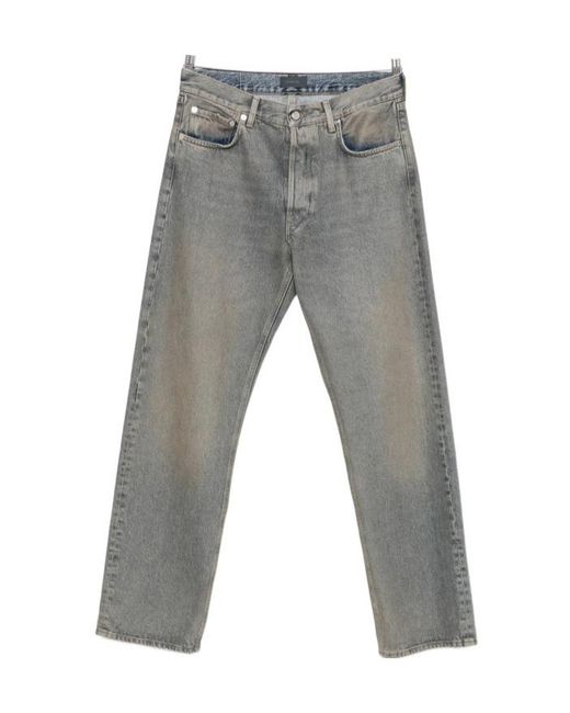 Haikure Gray Logo-Detail Denim Trousers for men