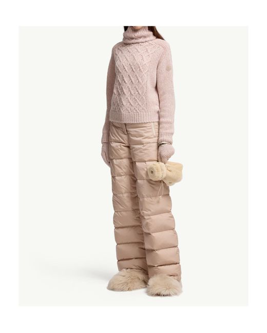 Moncler Pink Logo Patch Turtleneck Jumper