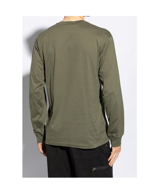 Stone Island Green Compass-Patch Crewneck T-Shirt for men