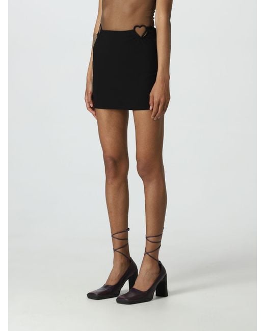 Nensi Dojaka Black Heart Cut-Out Detailed Zipped Mini Skirt