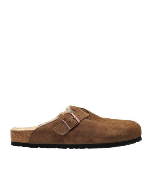 Birkenstock Brown Boston Shearling Mules for men