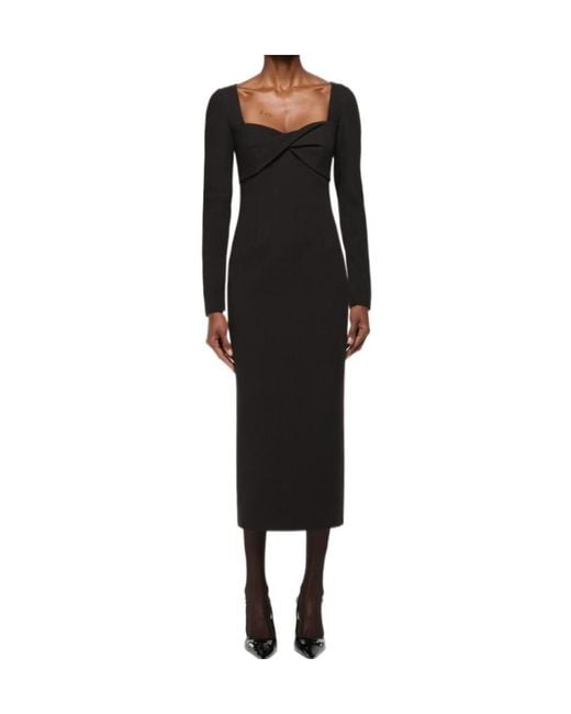 Roland Mouret Black Twist Drape Stretch Crepe Dress