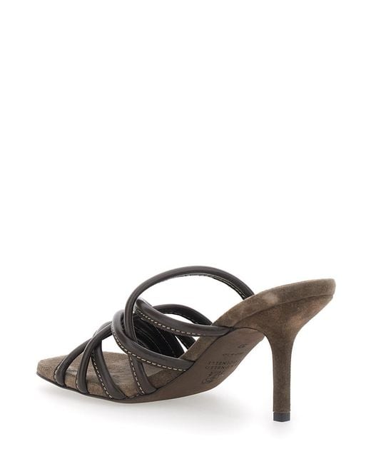 Brunello Cucinelli Brown Strappy Heeled Sandals