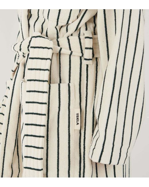 Tekla White Striped Bathrobe for men