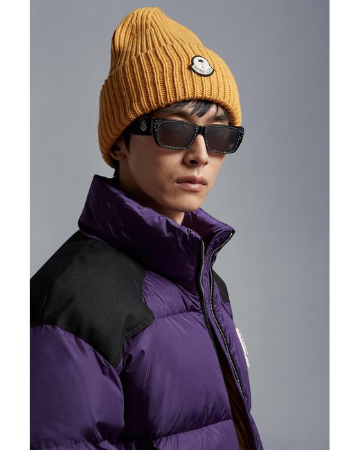 Moncler Black Crystal-Encrusted Rectangular Sunglasses for men