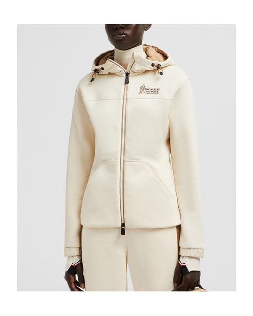 Moncler White Grenoble Logo Detailed Drawstring Hoodie