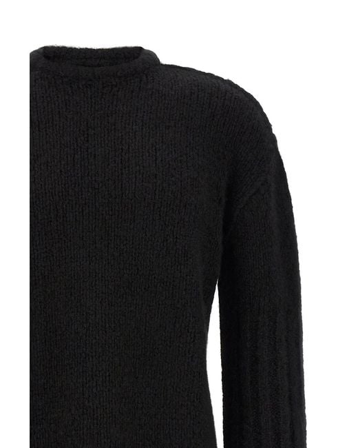 Rick Owens Black Ribbed-Knit Long-Sleeve Sweater for men