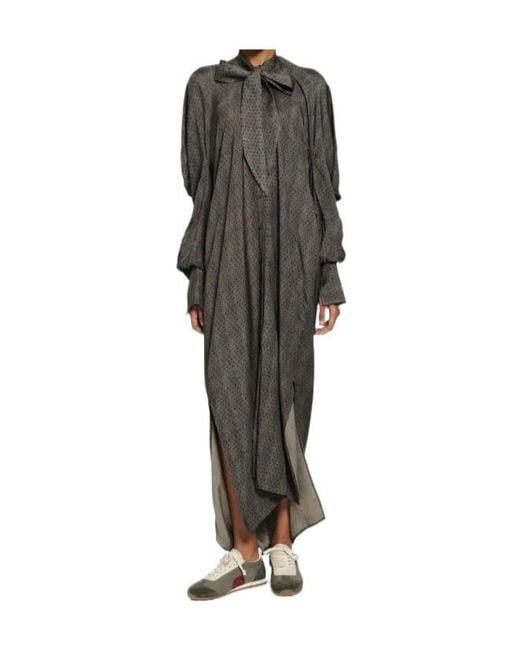 Uma Wang Multicolor Corey Printed Pussy-Bow Coat