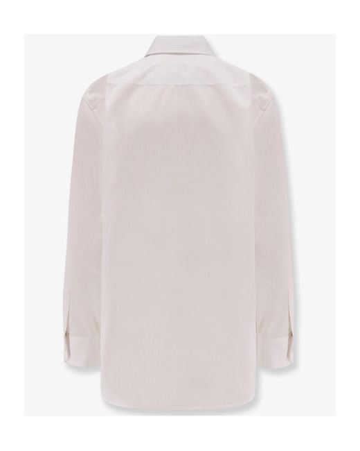 Saint Laurent White Striped Button-Up Shirt