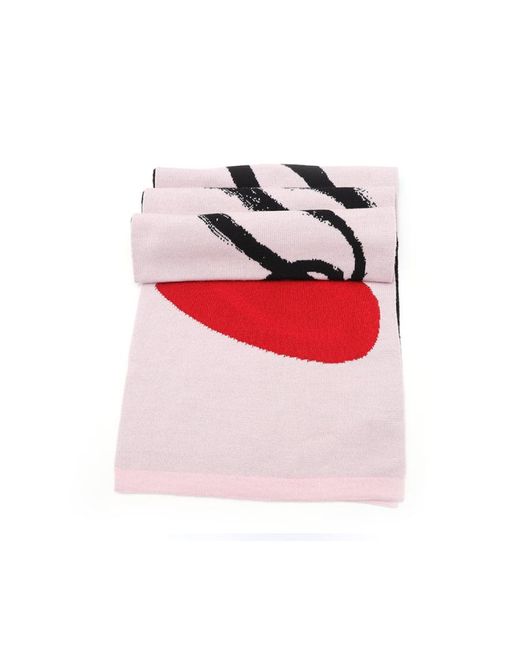 Moschino White Wool Scarf With Love Pattern