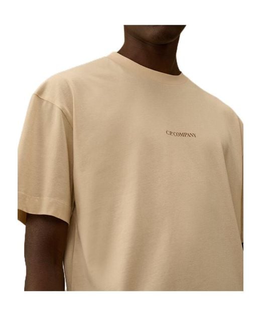 C P Company Natural Logo Print T-Shirt for men